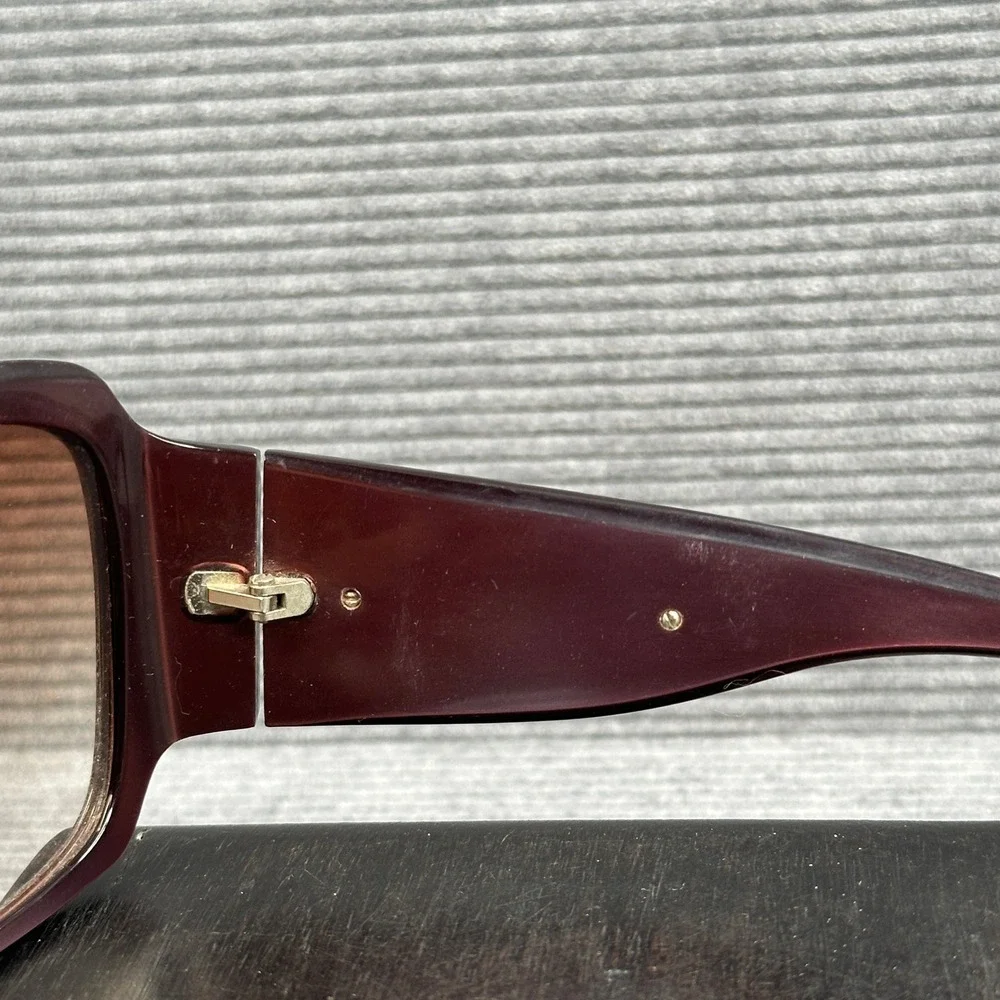 Marc Jacobs Burgundy Y2k Oversized Square Sunglasses Gold Logo MMJ 096/S